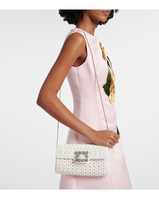 Roger Vivier Metallic Jeu De Fille Embellished Crochet Clutch