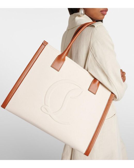 Christian Louboutin Pink By My Side E/W Large Canvas Tote Bag