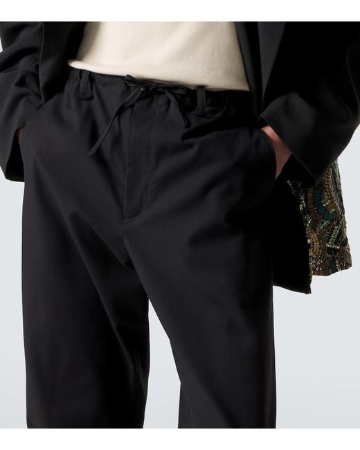 Dries Van Noten Black Cotton Straight Pants for men
