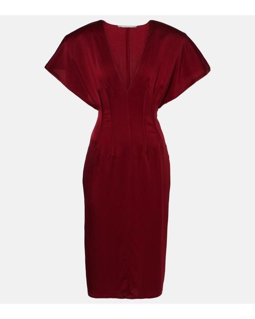 Stella McCartney Red Draped Satin Midi Dress