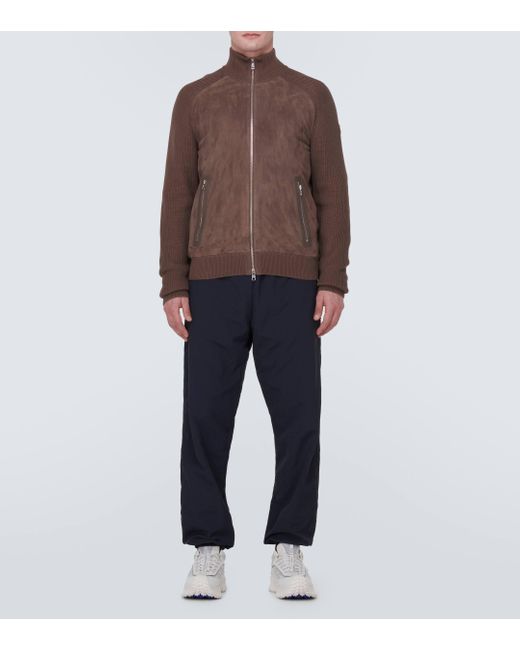 Moncler Brown Cotton Zip-up Sweater for men