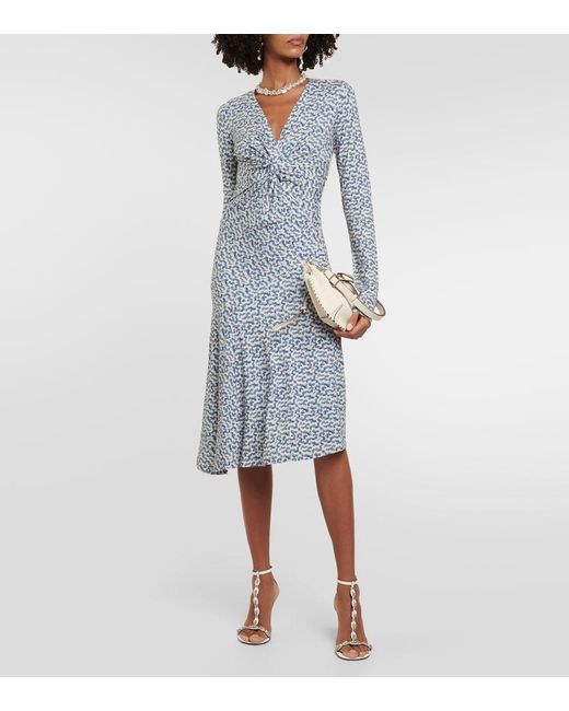 Isabel Marant Blue Lania Printed Jersey Midi Dress