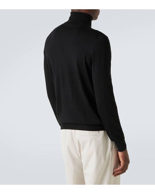Brunello Cucinelli Black Wool And Cashmere Turtleneck Sweater for men