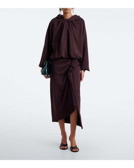 Dries Van Noten Purple Hooded Cotton Jersey Sweatshirt