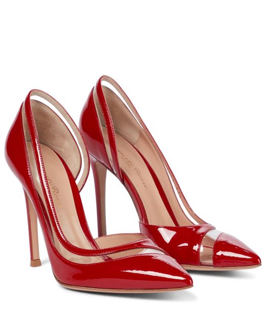 Gianvito Rossi Red Pvc-trimmed Patent Leather Pumps