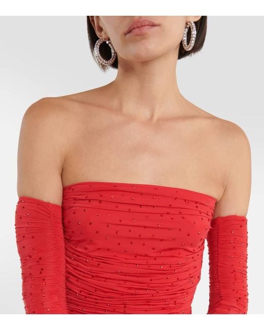 Alex Perry Red Verzierte Robe Hyland Aus Jersey