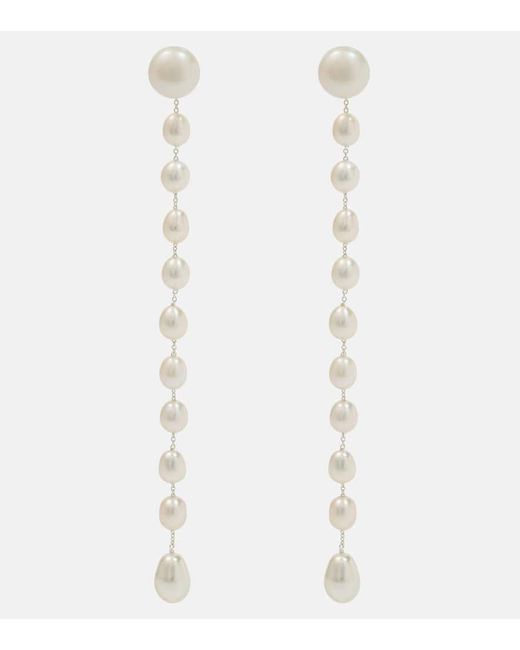 Orecchini Passante Medium in argento sterling con perle di Sophie Buhai in White