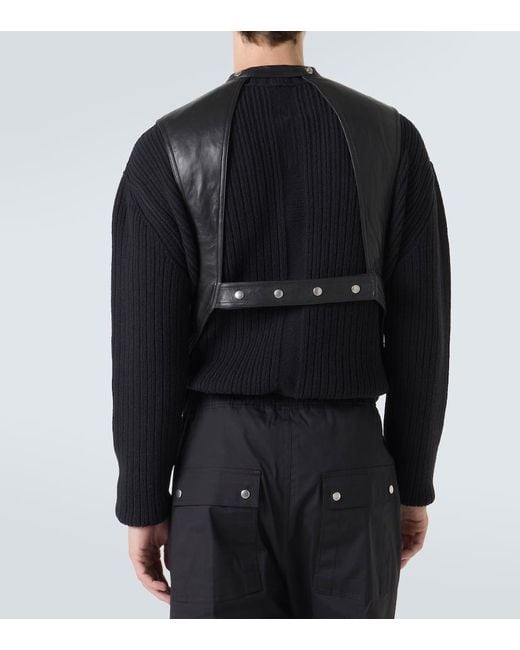 Rick Owens Black Leather Vest for men