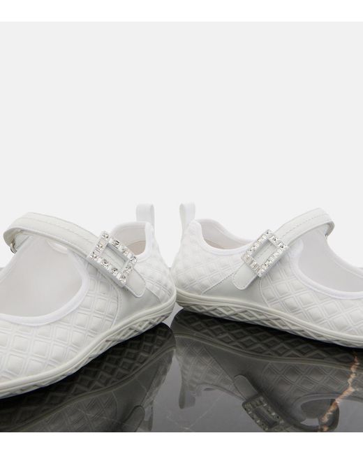 Roger Vivier White Viv Low Mary Jane Flats
