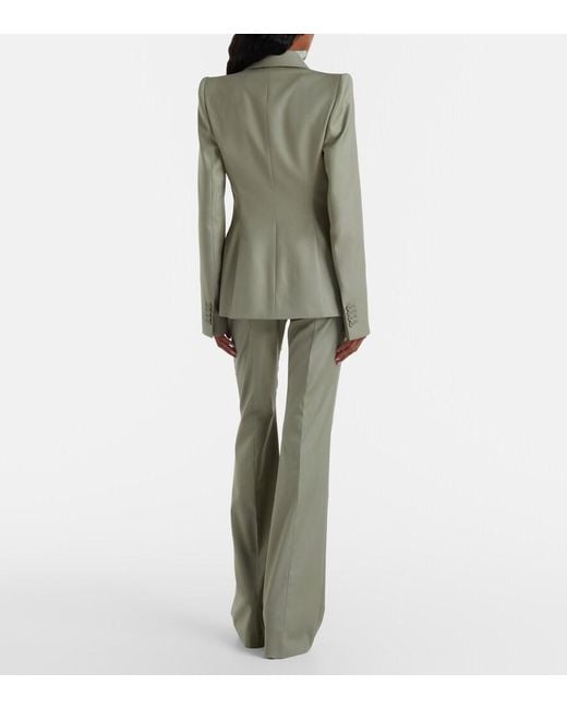 McQueen Green Wool Flared Pants
