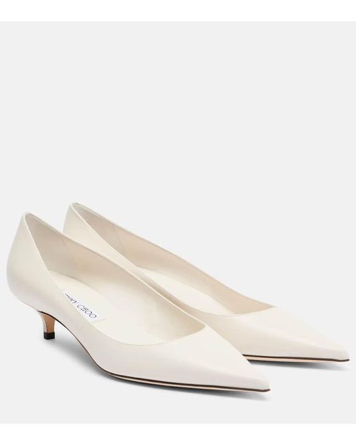Jimmy Choo White Amelia 35 Leather Pumps