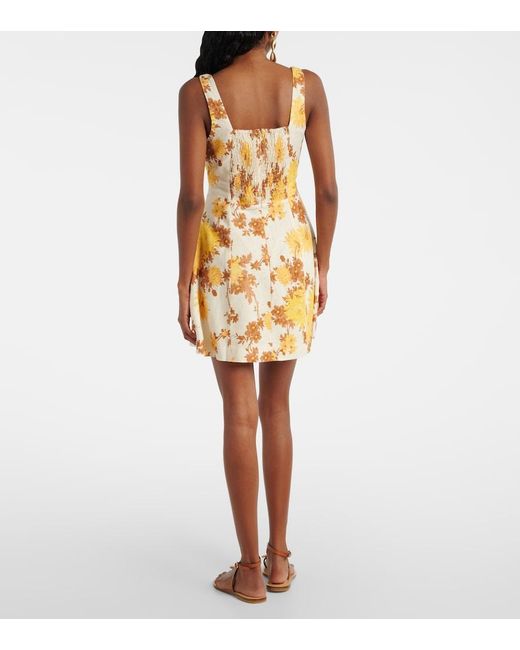 Faithfull The Brand Metallic Felice Floral Linen Minidress