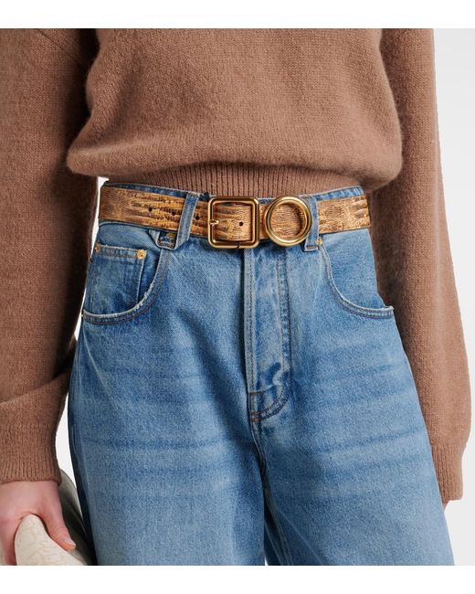 Jacquemus Natural Regalo Croc-Effect Leather Belt