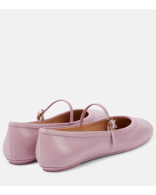 Gianvito Rossi Carla Leather Mary Jane Flats in Pink | Lyst UK