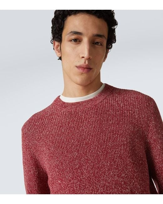 Brunello Cucinelli Pullover Aus Baumwolle in Red für Herren