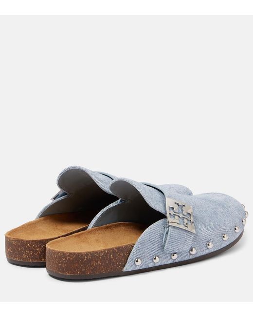 Tory Burch White Mellow Studded Suede Clogs