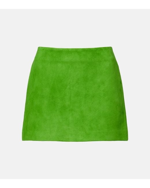 Staud Green Crest Suede Miniskirt