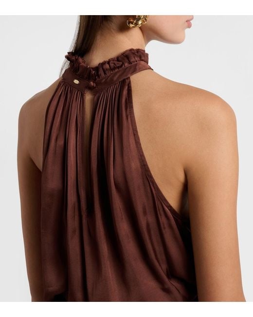 Poupette Purple Nina Halterneck Satin Maxi Dress