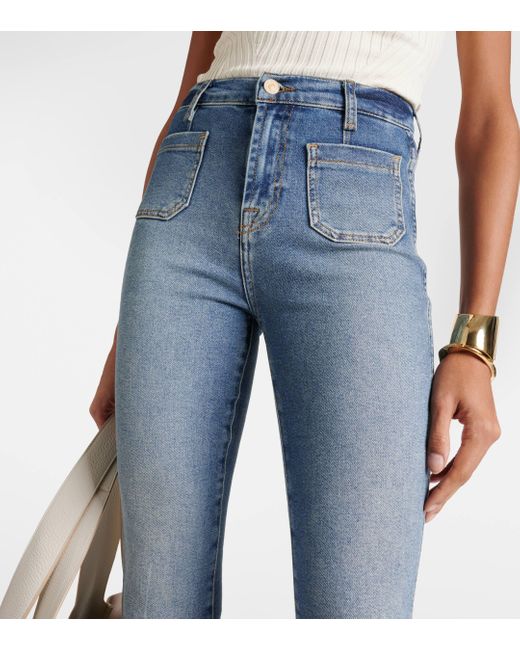 7 For All Mankind Blue Slim Kick High-rise Bootcut Jeans