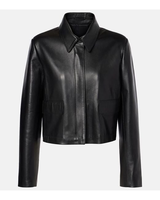 Nour Hammour Black Bleeker Cropped Leather Jacket