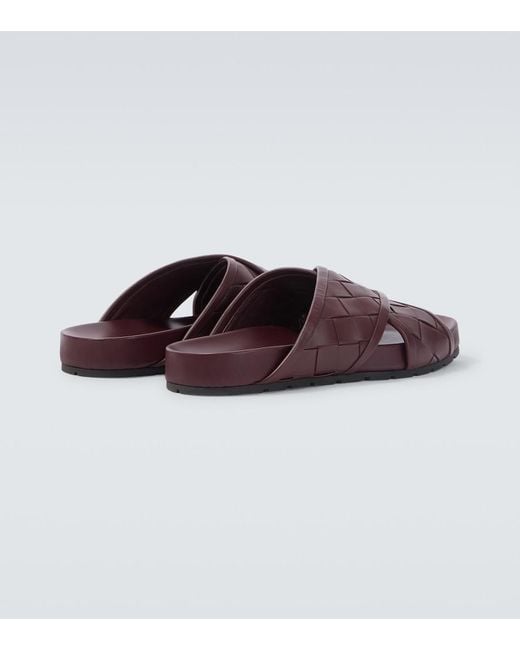 Bottega Veneta Brown Tarik Intrecciato Leather Sandals for men
