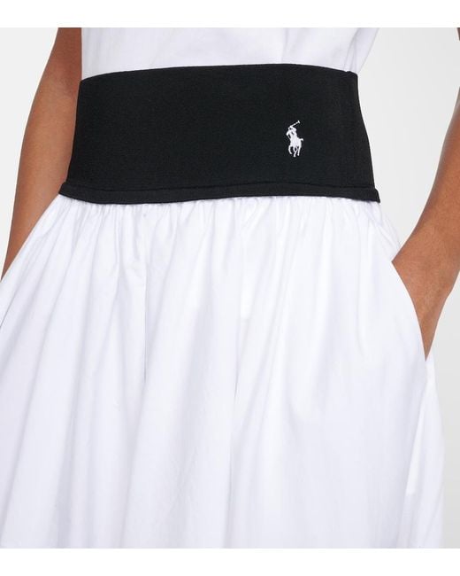 Polo Ralph Lauren White Paneled Midi Skirt