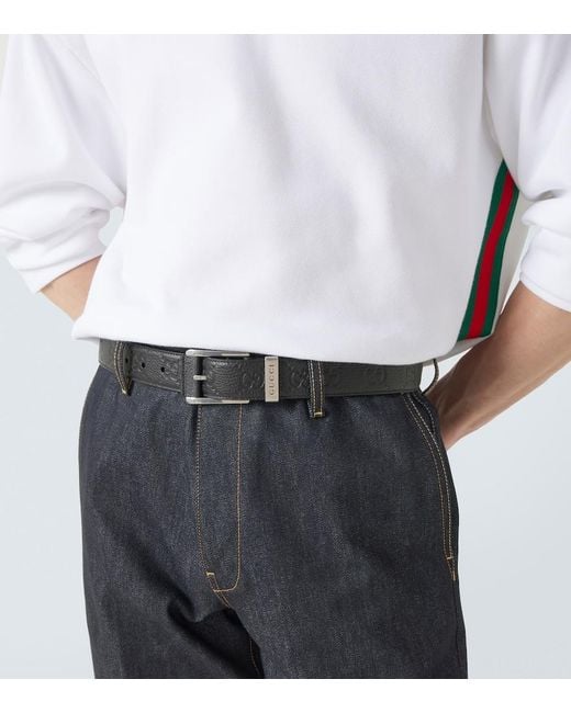 Gucci Black Gg Debossed Leather Belt for men