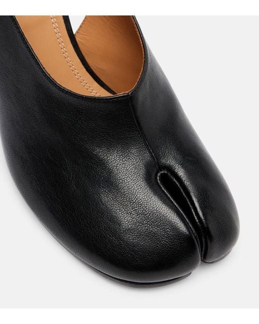 Maison Margiela Black Tabi Leather Slingback Wedge Sandals