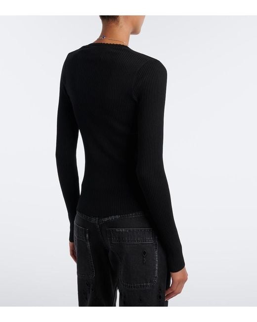 Isabel Marant Black Selenie Ribbed-Knit Silk And Cotton Sweater