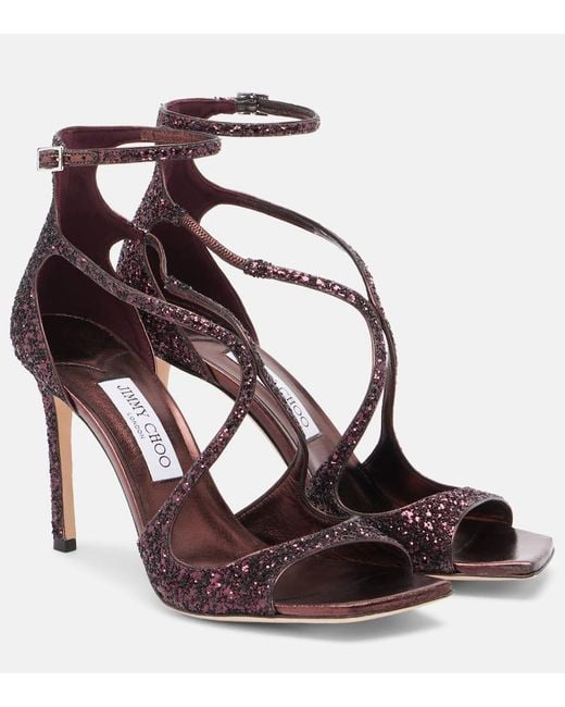 Sandales Azia 95 A Paillettes Jimmy Choo en coloris Brown