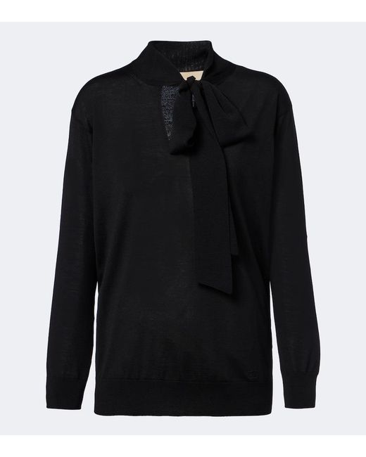 Valentino Black Bow-Detail Wool Sweater