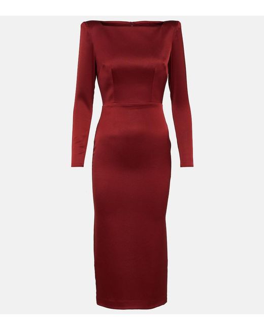 Alex Perry Red Satin Crepe Midi Dress