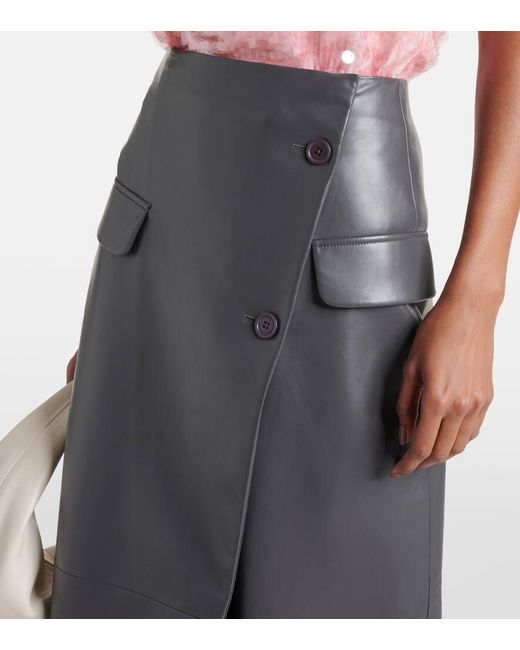 Frankie Shop Gray Nan Asymmetric Faux Leather Maxi Skirt