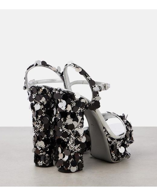 Dolce & Gabbana Metallic Sequined Faux Leather Platform Sandals
