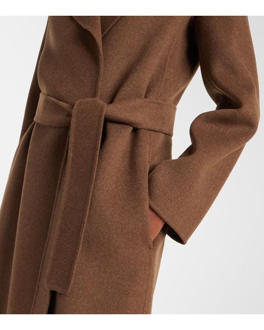 Max Mara Brown Poldo Virgin Wool Wrap Coat