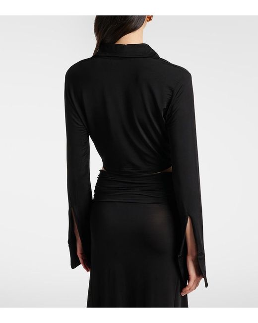 AYA MUSE Black Freya Draped Crop Top