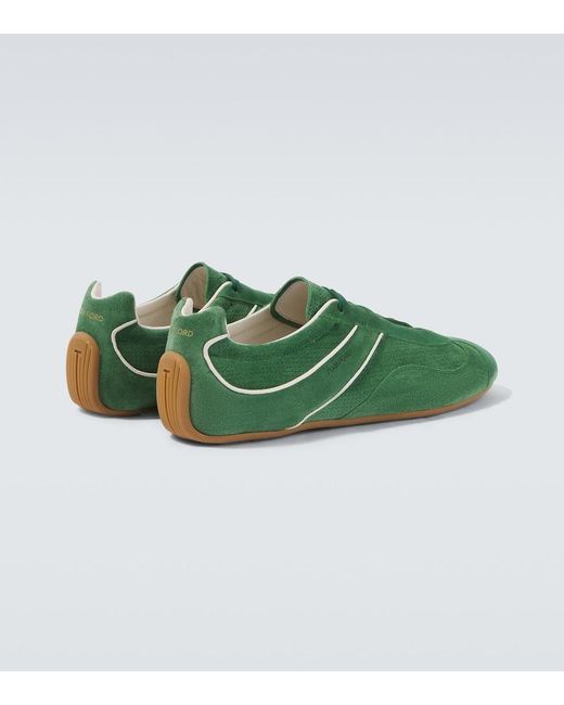 Tom Ford Green Aston Suede Sneakers for men