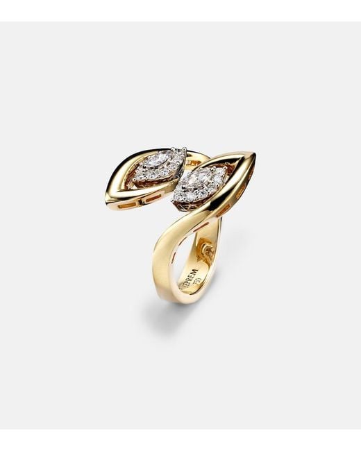 YEPREM White Golden Strands 18Kt And Ring With Diamonds
