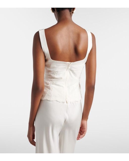 Posse White Cove Embroidered Tulle Top