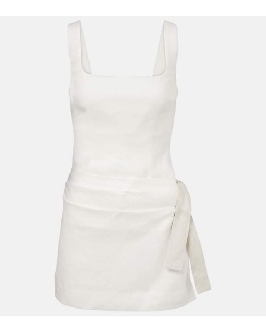 Sir White Jessamine Tie Linen Minidress