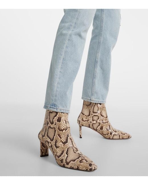 Aquazzura Brown Blade Snake-Effect Leather Ankle Boots