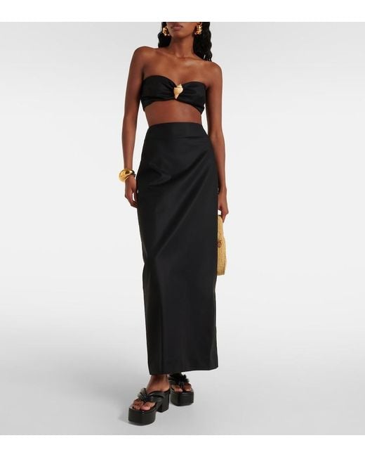 Adriana Degreas Black Cotton-Blend Maxi Skirt