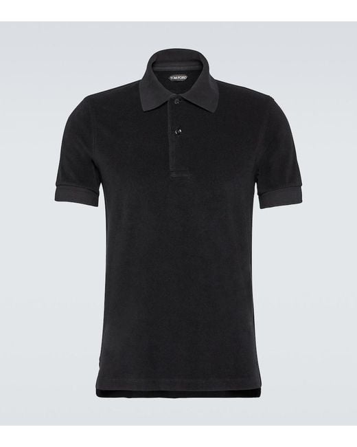 Tom Ford Black Cotton Blend Polo Shirt for men