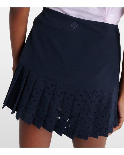 Tory Sport Blue Logo Pleated Tennis Skirt