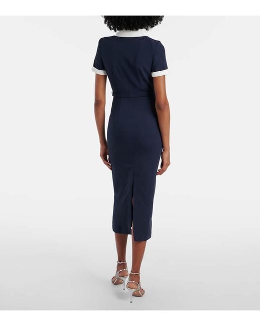 Self-Portrait Blue Hemdblusenkleid Aus Satin Mit Kristallen