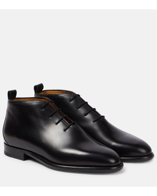 The Row Black Grant Leather Lace-up Boots