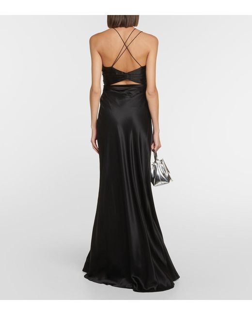 The Sei Black Asymmetrical Silk Satin Gown