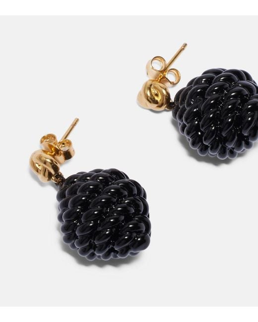 Totême Black Rope-Plated Enamel Drop Earrings