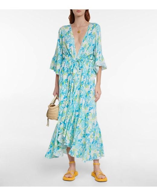 Melissa Odabash Blue Melissa Printed Kaftan Dress