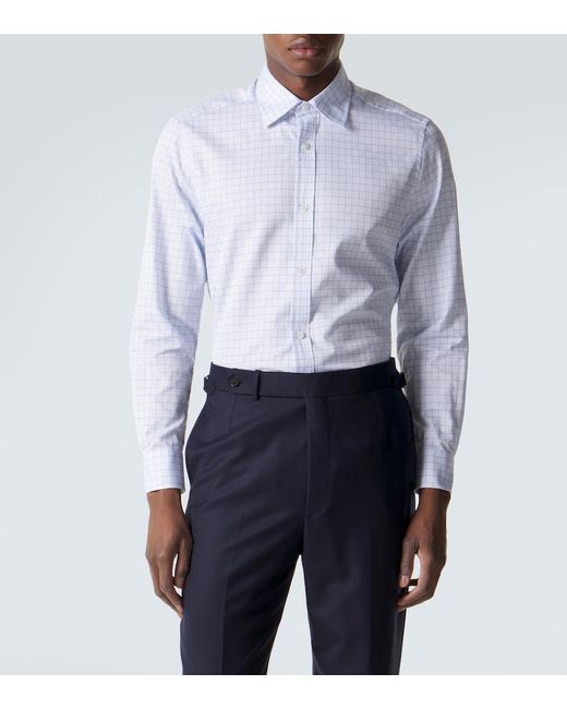 Dunhill Blue Checked Cotton Shirt for men